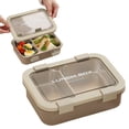 thumbnail image 2 of Stainless Steel Lunch Box, 2 Compartment Leakproof Bento Box, 750ml Divided Meal Prep Container, Metal Lunch Container with Lid, Food Container for Office, Work,Outdoor, Meal Prep Home Use, 2 of 4