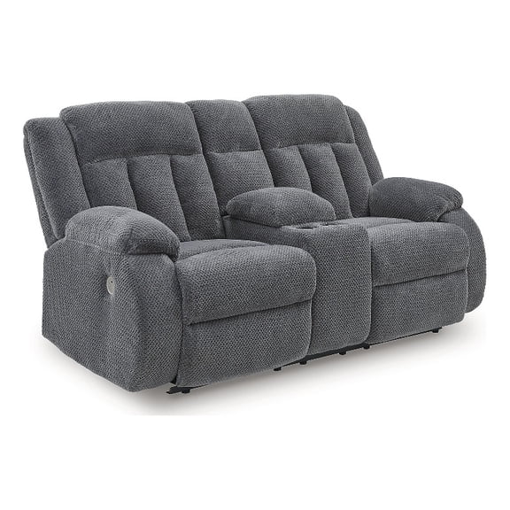 Signature Design by Ashley Free Wake Gray Power Reclining Loveseat with Console