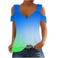 thumbnail image 2 of Blouses pour Femmes, Blouses à Col en V Mode pour Femmes, Chemises à Épaules Dénudées, Manches Courtes, 2 of 5