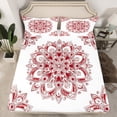 thumbnail image 2 of jejeloiu Vintage Hippie Boho Queen Sheet Sets,Retro Aesthetic Paisley Flat Sheet,Red White Queen Fitted Sheet For Girl Boys,Microfiber Bedroom Decor,4 Pieces, 2 of 7