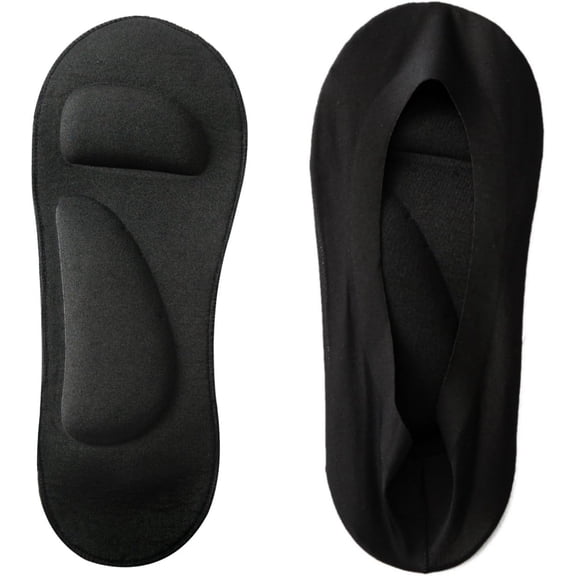 2 Pairs 3D Padded Women's No Show Nylon Socks Sponge Cushion Liner