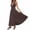 Brown, variant on Summer Women's Sleeveless Maxi Peplum Dress Deep V Neck Print Mesh Splice Back Elastic Long Out Wear