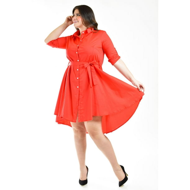 Vestido asimetrico Roman Fashion /Tallas Extras, 9514 (Rojo) rojo 36