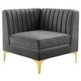 thumbnail image 3 of Tufted Sectional Sofa Set, Velvet, Grey Gray, Modern Contemporary Urban Design, Living Lounge Room Hotel Lobby Hospitality, 3 of 9