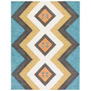 SAFAVIEH Kenya Kerstin Diamond Area Rug, Black/Ivory, 9' x 12'