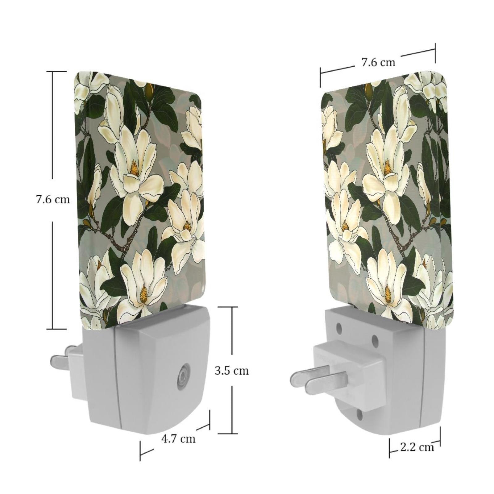 PhooArto Magnolias Flower Pattern Plug in LED Night Light Auto Sensor Dusk to Dawn Decorative Night for Bedroom, Bathroom, Kitchen, Hallway, Stairs, Baby's Room, Energy Saving