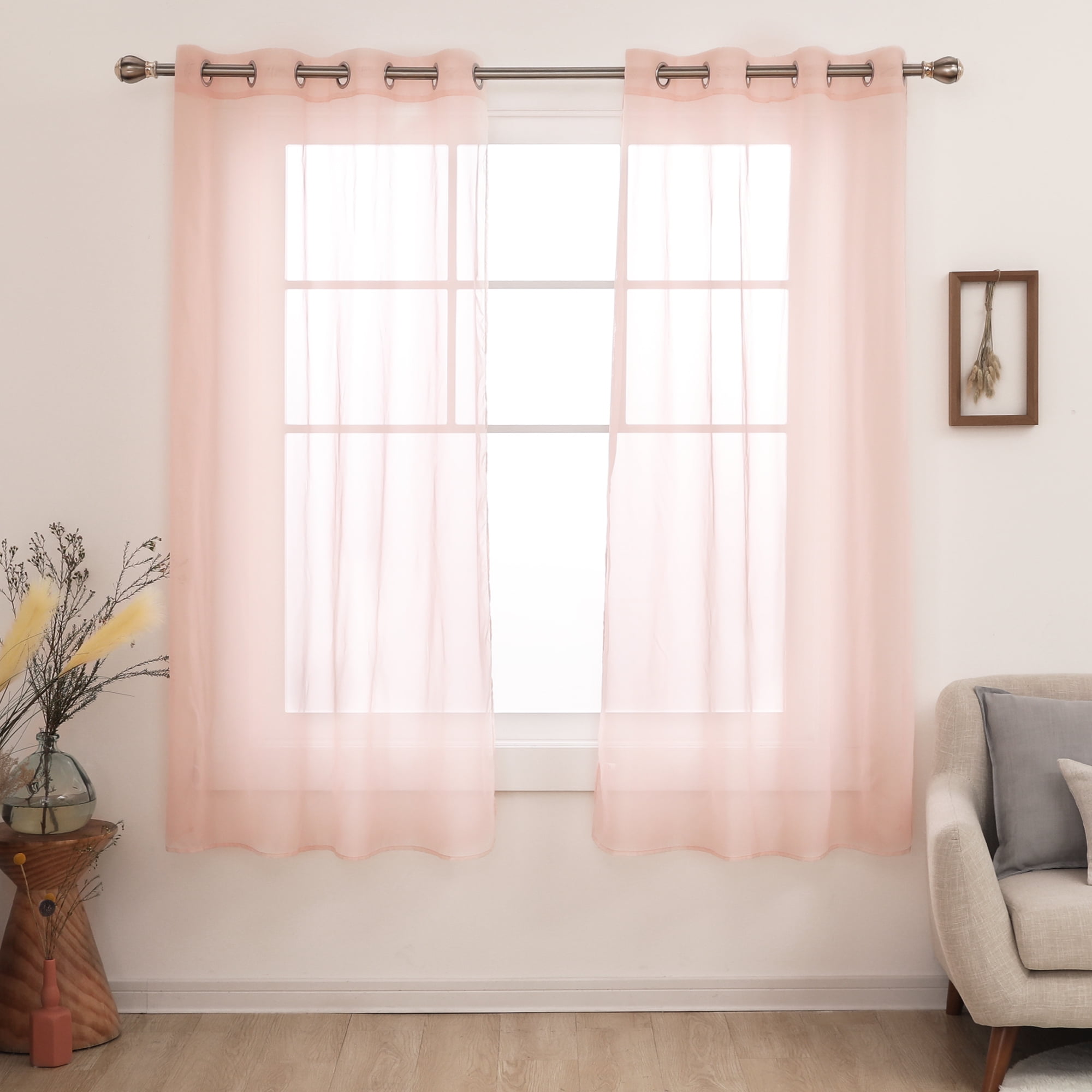 Deconovo Short Sheer Curtains Grommet Voile Drape Tier Curtains for