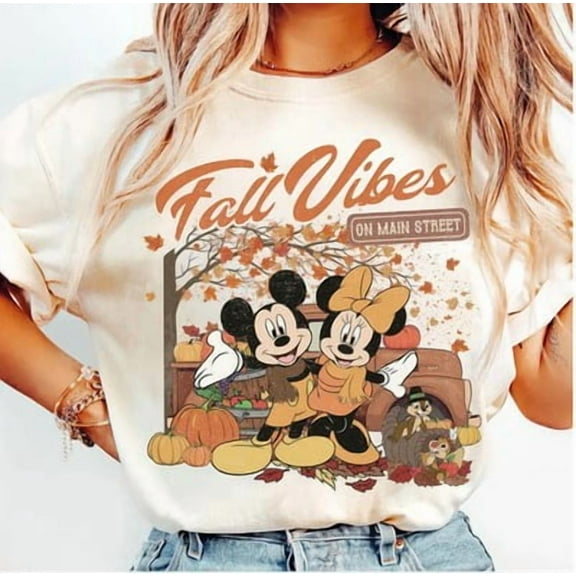 Disney Mickey And Minnie Pumpkin Thanksgiving T-Shirt Unisex, S-5XL