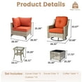 thumbnail image 3 of Vcatnet 6 Pieces Patio Outdoor Conversation Set All Weather Wicker Furniture Swivel Rocking Chairs Sofa Set with Solar Lamp Coffee Table,Coarse Orange Red, 3 of 8
