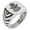 Silver, variant on Stainless Steel Floral Hamsa Hand of Fatima Chevron Pattern Biker Style Polished Ring