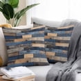 thumbnail image 2 of Throw Pillow Covers 26x26 Inch Set of 2, Navy Blue Brown Wood Waterproof Outdoor Pillow Covers, Farmhouse Vintage Wooden Decorative Cushion Pillowcases for Couch, Sofa, Bed, Garden, Patio, 2 of 9