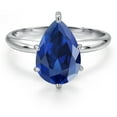 thumbnail image 3 of Gem Stone King 14K White Gold Blue Created Sapphire Solitaire Engagement Ring for Women | 3.57 Cttw | Pear Shape 12X8MM | Gemstone September Birthstone | Size 7, 3 of 6