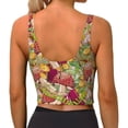 thumbnail image 3 of Haiem Colored Large Mushrooms and Leaves Pattern Womens Sports Bra - U Neck Padded Low Impact Yoga Bra Workout Crop Top Gym Moisture-Wicking Workout Vest -Small, 3 of 9