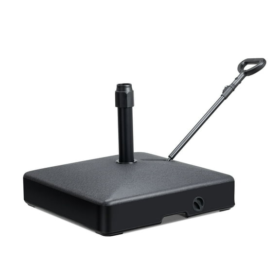 Aoodor Fillable Patio Umbrella Base Heavy Duty with Wheels and Pull Rod for Deck, Poolside, Lawn(Black)