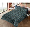 thumbnail image 4 of Ambesonne Nature Fitted & Flat Sheet with Shams 4 Pcs Set, Tropical Botanical Floral, Queen, Marigold Black Fern Green, 4 of 5