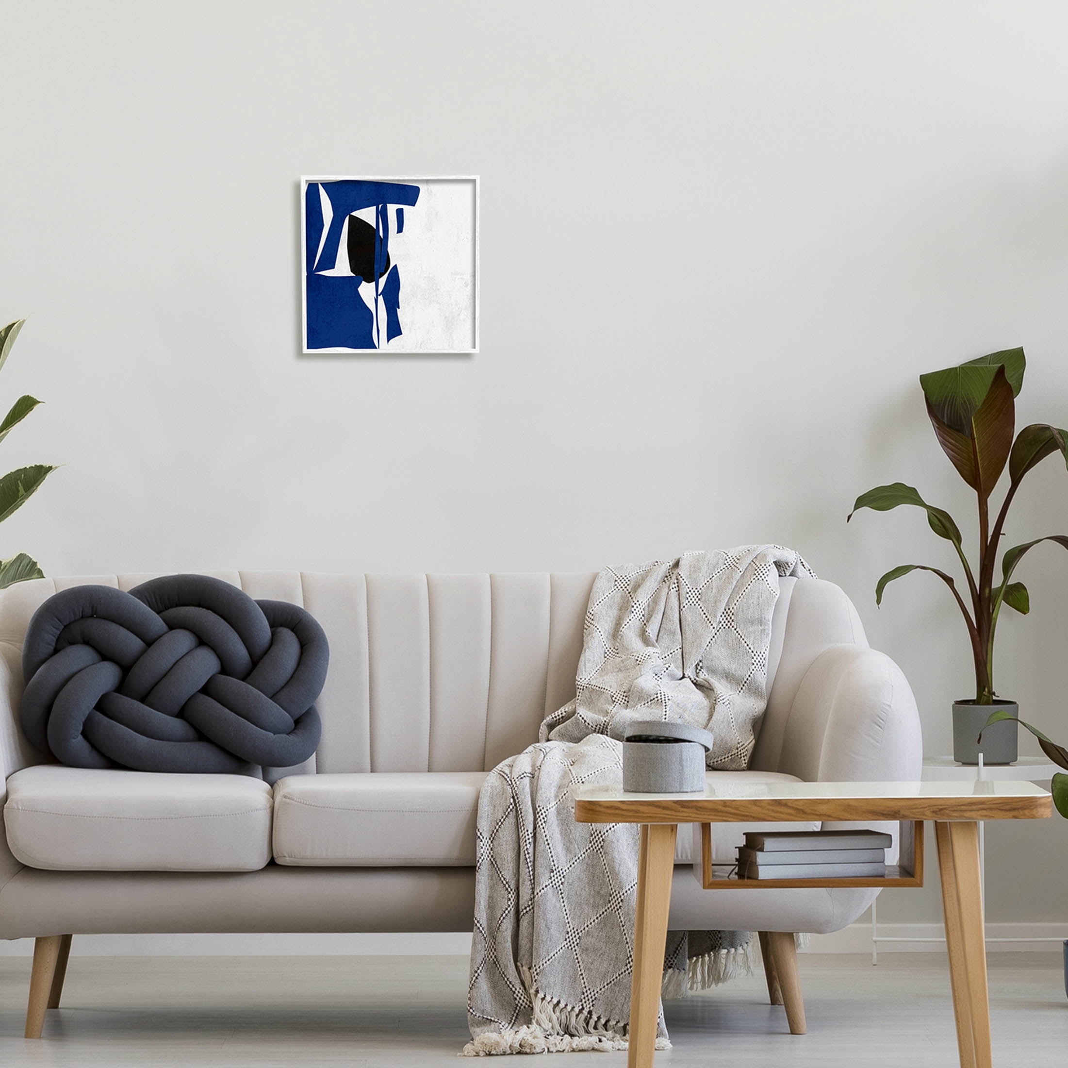 Stupell Industries Modern Blue Cutout Shapes Graphic Art White Framed Art Print Wall Art, Design by Melissa Wang