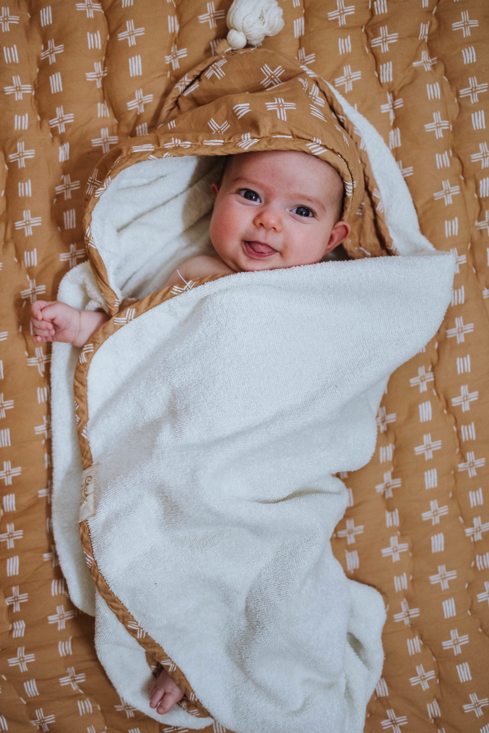 Crane Baby Copper Dash Quilted Changing Pad Cover - Soft Cotton Changing Pad, Nursery Essential