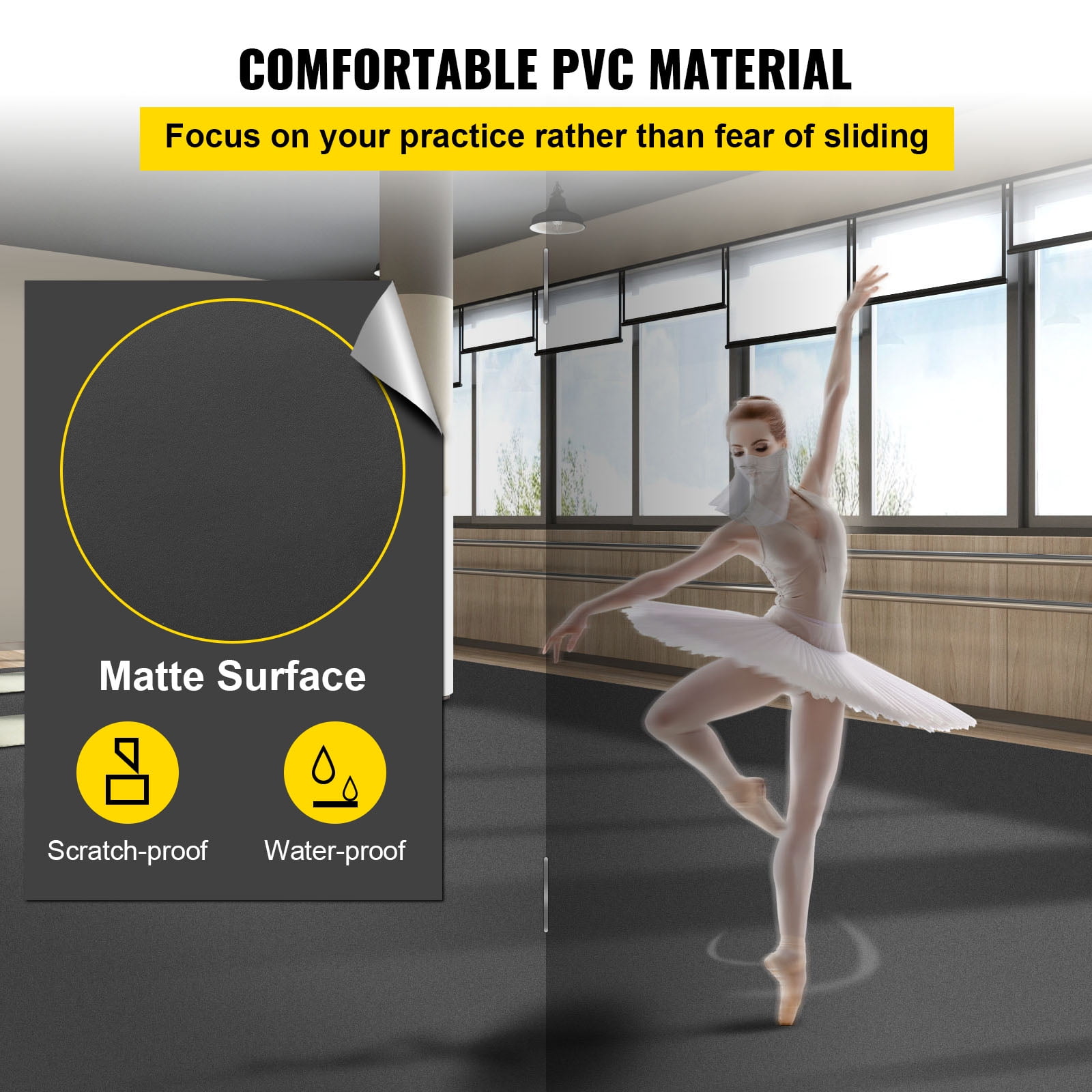 BENTISM Dance Kit Floor Dance Floor Roll 6.6 x 11.8 ft Non-Slide PVC for Ballet