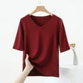 thumbnail image 4 of Mittory Womens Summer Tops V Neck Short Sleeve Loose Basic Tee Shirts Casual Comfy Vacation Clothes, 4 of 5