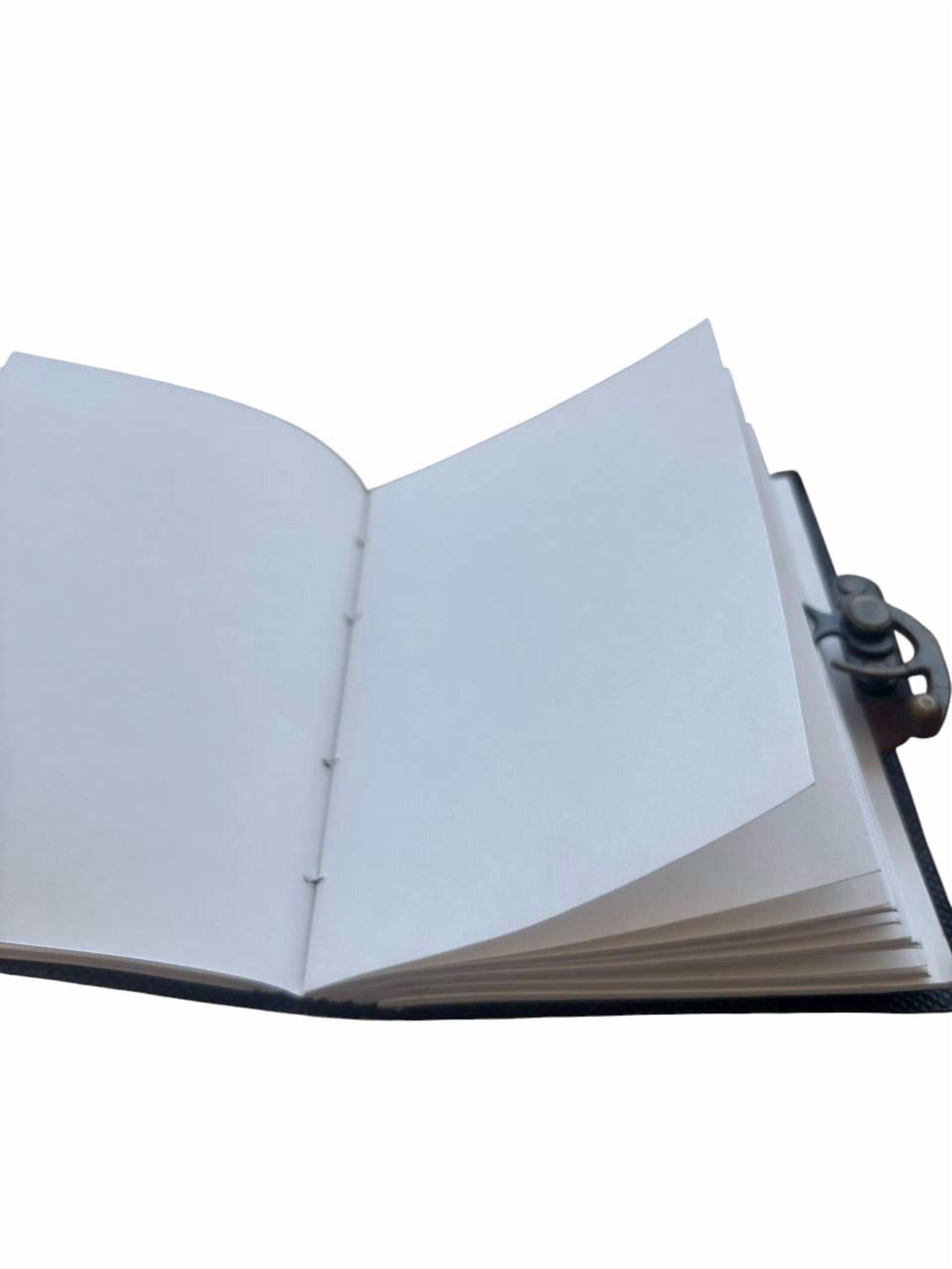 Handmade Purple Leather Journal with Stone Closure, White Drawing Pages, Vintage Notebook Diary 5x7 Inch