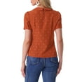 thumbnail image 3 of INSPIRAR CHIC Blusas de Manga Corta con Cuello Peter Pan en Contraste y Lunares M Naranja, 3 of 6