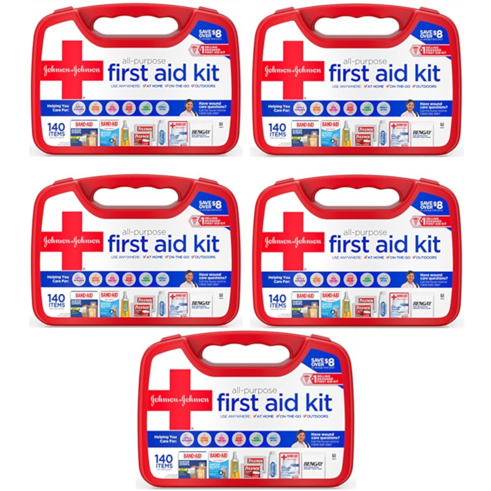 5 Pk Johnson & Johnson All Purpose First Aid Kit Emergency Survival