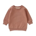 thumbnail image 3 of Tranfacy Kids Girls 0 to 4 Years Fall Hoodless Sweatshirts Solid Raglan Sleeve Long Sleeve Round Neck Casual Pullover Tops, 3 of 5