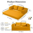thumbnail image 2 of ATHOPE 78.7" Folding Convertible Sofa Bed, Oversized Corduroy Upholstered Boneless Couch, Loveseat Sleeper with Pull Out Bed, Floor Sofa Modular Futon Couch for Living Room Bedroom Lounge, Ginger, 2 of 9