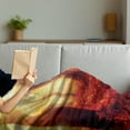 thumbnail image 3 of Woodland Soft Flannel Fleece Throw Blanket, Sun Beams Through Misty Old Forest in Fall Season Morning View Dreamy Picture, Cozy Plush for Indoor and Outdoor Use, 50" x 60", Yellow Red, by Ambesonne, 3 of 5
