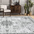 thumbnail image 2 of GlowSol 5' x 7' Vintage Floral Rug Non-Shedding Non Slip Carpet Distressed Floor Carpet for Dining Room Office, Gray, 2 of 7