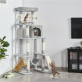 thumbnail image 2 of Alden Design 63" H Cat Tree Tower with Hammock and Scratching Posts, Light Gray, 2 of 9