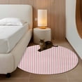 thumbnail image 3 of Pink Striped Large Area Rugs for Bedroom Living Room, Soft Non Slip Carpet Bedside Rug, Modern Simple Farmhouse Beige Vintage Round Floor Cover Kitchen Accent Rug 4' for Dining Room/Office, 3 of 9