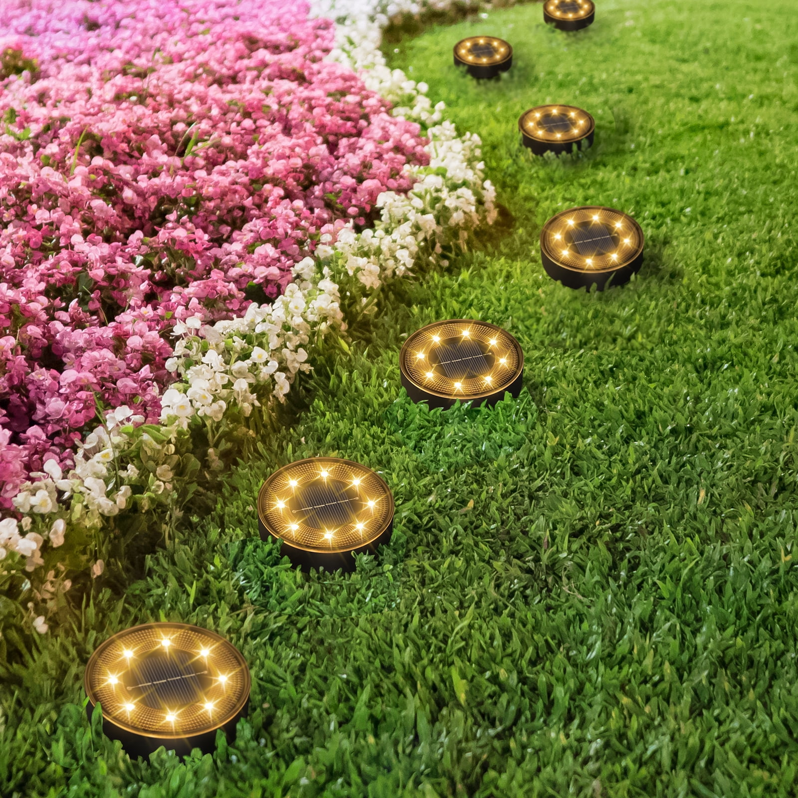 Solar Outdoor Garden Ground Light, Recessed Solar Spotlight for Paths, Decks, Underground Patio, Warm Light, Pack of 8