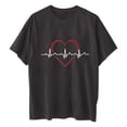 thumbnail image 4 of Blusa de manga corta con estampado de electrocardiograma de calavera y mangas caídas vintage para mujer Fridja  gope908, 4 of 9