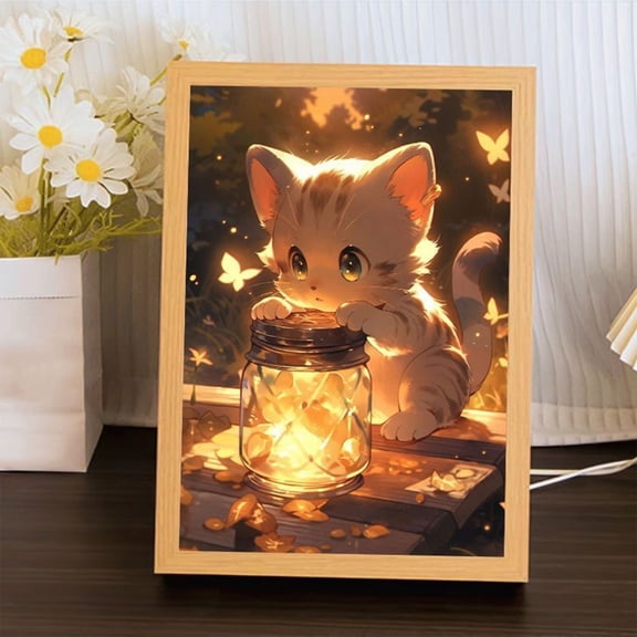 BOBOMTOI Night Lights for the Room Three Colors Changing Light Night Light Decorative Painting Rechargeable Light Painting Romantic Ambient Light Bedroom Study Living Room Office Decorative Light