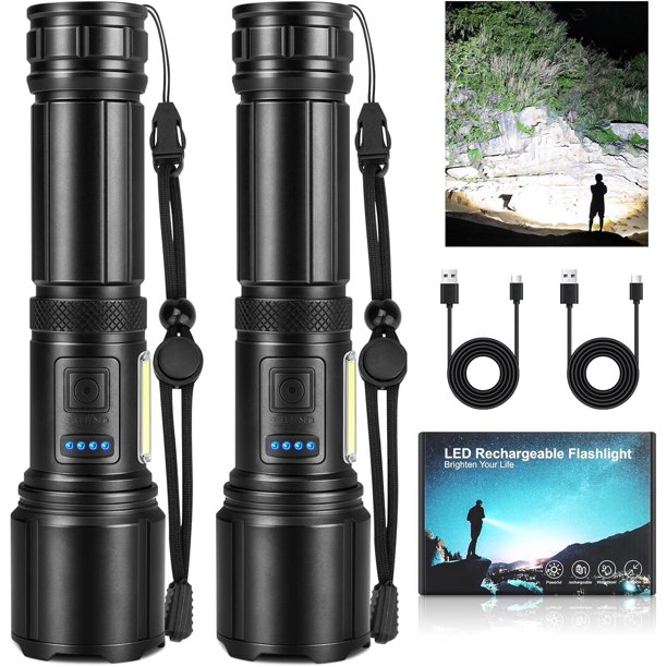 Linterna AURASEASON 990000LM LED recargable, paquete de 2