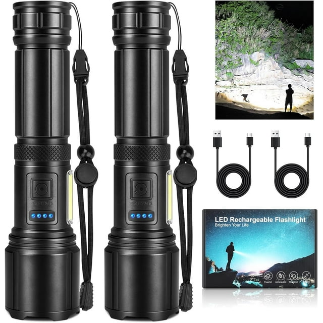 Linterna AURASEASON 990000LM LED recargable, paquete de 2