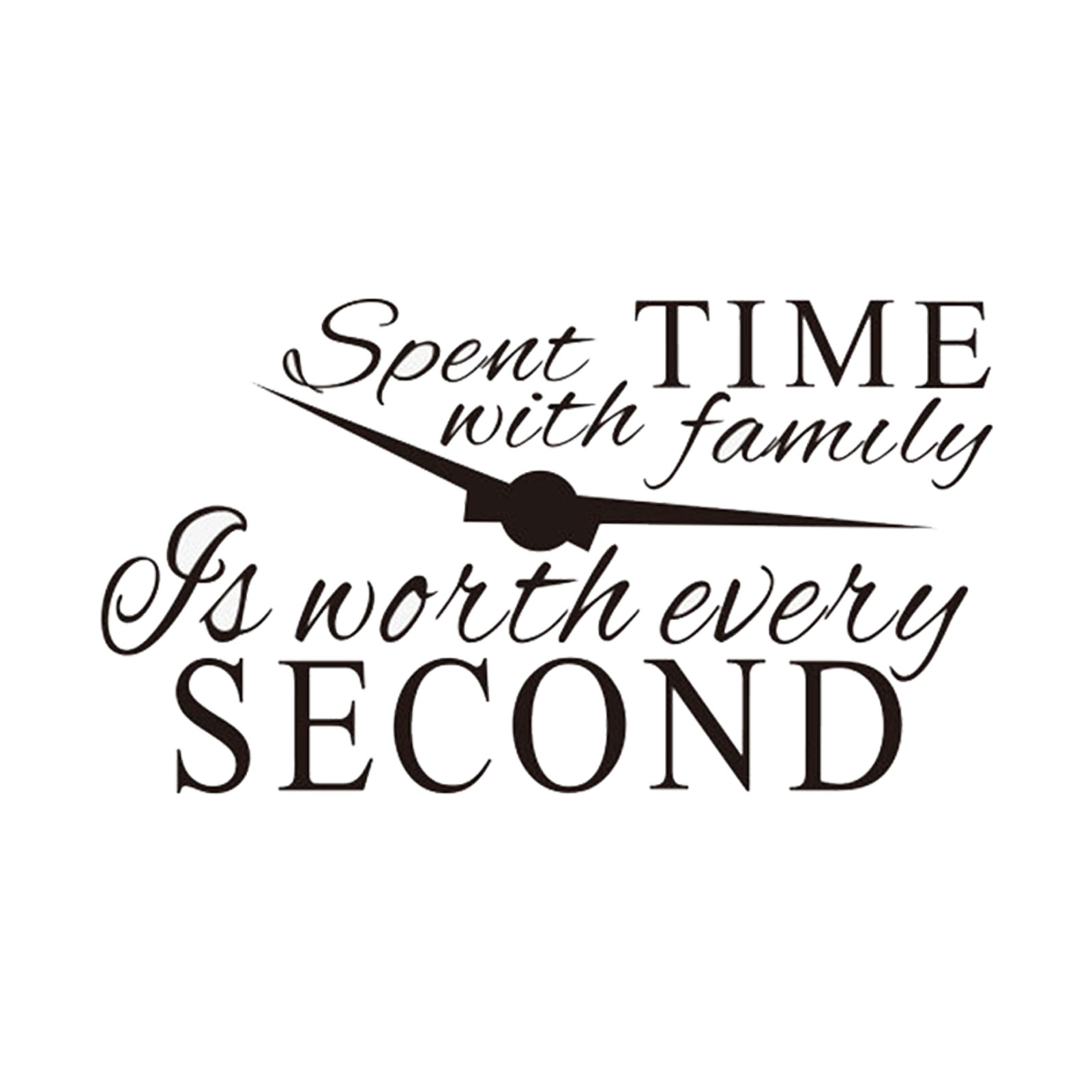 PVC Art Family Quote Time Home Decor Clock Pattern Every Second Wall Stickers
