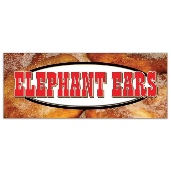 48"x120" ELEPHANT EARS BANNER SIGN concessions signs ear fresh hot crispy