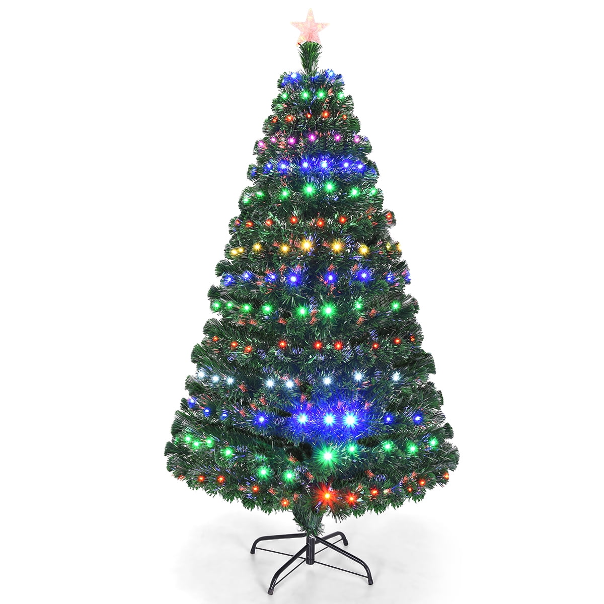 Costway 5 6 7 Pre Lit Fiber Optic Christmas Tree Multicolor