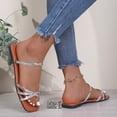 thumbnail image 6 of Women's Flat Sandals Square Open Toe Strappy Slingback Casual Summer Shoes Silver 9, 6 of 7