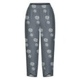 thumbnail image 3 of Print Pants for Women Casual Plus Size Elastic Waist Cropped Trousers with Pocket Flared Harem Hem Loose Bottoms, Gray, XL, 3 of 5