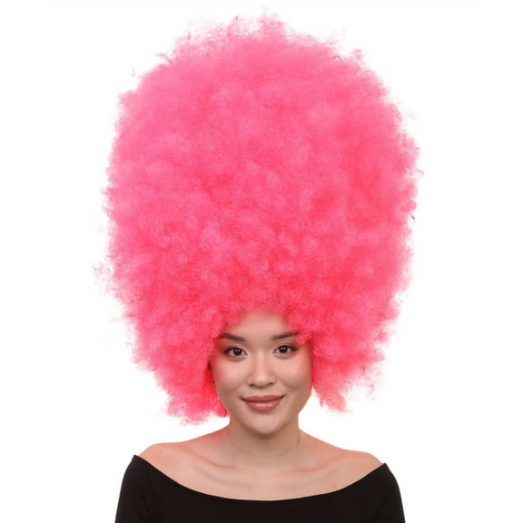 HPO | Adult Women's Super Size Jumbo Halloween Wig | Pink Color | Breathable Capless Cap Synthetic Fibers