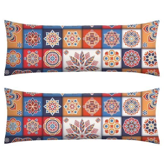 Boho Long Body Pillow Cover – Soft & Breathable Ethnic Fabric, Hidden Zipper, 20"x54", Stylish Abstract Tribal Print – Gift for Side Sleepers, Pregnancy, Home Decor