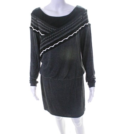 

Pre-owned|Bailey 44 Womens Embroidered Long Sleeve Sweater Dress Gray Size Medium