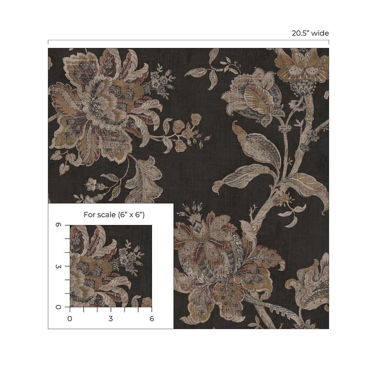 NextWall Ironwork & Russett Anelda Jacobean Peel and Stick Wallpaper - 20.5 in. W x 18 ft. L Roll