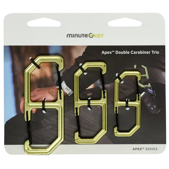 Minute Key, Apex Double Carabiner, Trio, Aluminum, Multi-Color