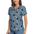 thumbnail image 2 of Vsdgher Cute Cartoon Astronaut Women Shirts V Neck Short Sleeve Tops T-Shirt Basic Tees, S to 3XLLarge, 2 of 5