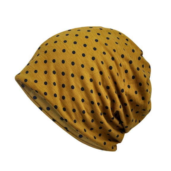 Women Classic Polka Dots Slouchy Beanie Hat Multi-Use Neck Scarf Hats Warm Caps