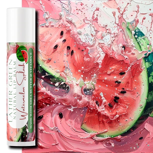 Watermelon Splash Natural Lip Balm, Pack of 3 by LatherGreen
